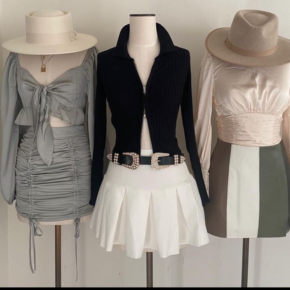 Cassie Ruched Skirt Satin High Waisted Mini - Picture 2 of 11